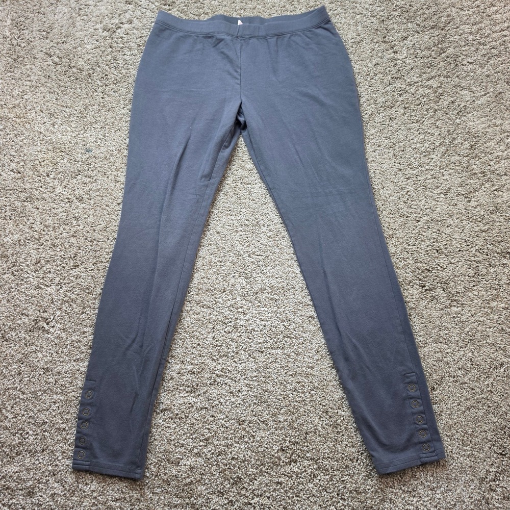 VINTAGE OP Ocean Pacific Leggings Womens L/G 11/13 Gray Grommet Ankle Pants